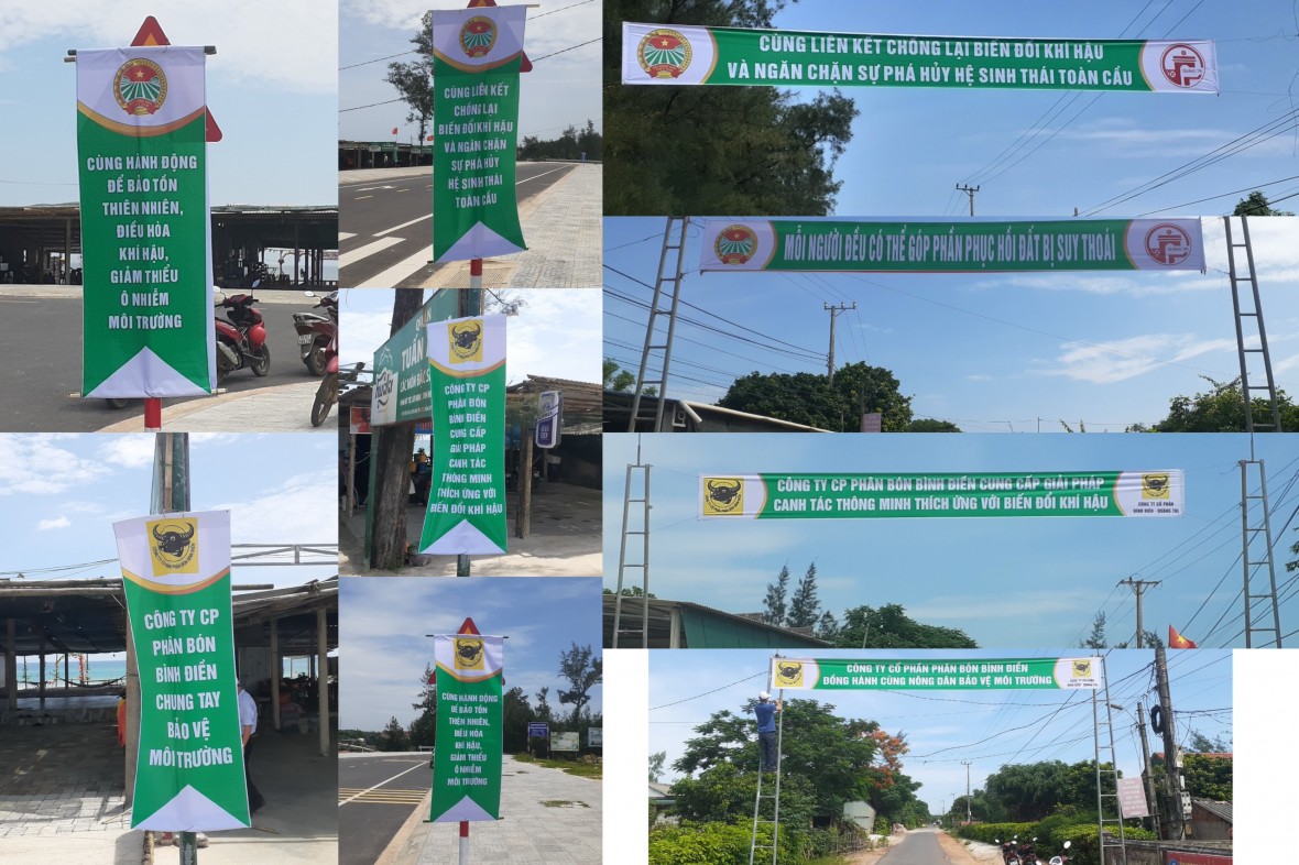 Công ty CP Phân bón Bình Điền đồng hành cùng Ban tổ chức treo gắn nhiều băng rôn, cờ phướn in các khẩu hiệu về Ngày môi trường thế giới nhằm tuyên truyền, kêu gọi người dân chung tay bảo vệ môi trường trên một số tuyến đường nội tỉnh Quảng Trị. Công ty CP Phân bón Bình Điền đồng hành cùng Ban tổ chức treo gắn nhiều băng rôn, cờ phướn in các khẩu hiệu về Ngày môi trường thế giới nhằm tuyên truyền, kêu gọi người dân chung tay bảo vệ môi trường trên một số tuyến đường nội tỉnh Quảng Trị.