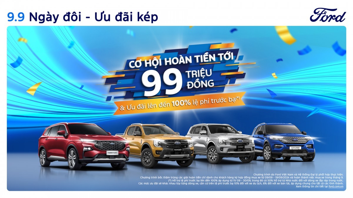 Ford Việt Nam tung ưu đãi "kép" trong tháng 9