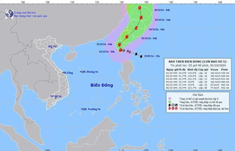 Bão số 5 sẽ di chuyển thế nào?