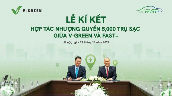 V-Green và Fast+ hợp tác phủ sóng 5.000 trụ sạc cho xe điện VinFast