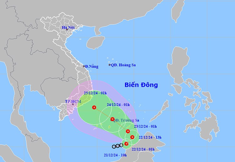 Áp thấp nhiệt đới hình thành trên Biển Đông, đe dọa vùng biển phía Nam