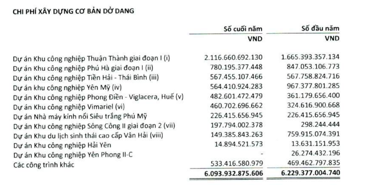 Nguồn: Báo cáo tài chính Hợp nhất kiểm toán năm 2024 của Viglacera.