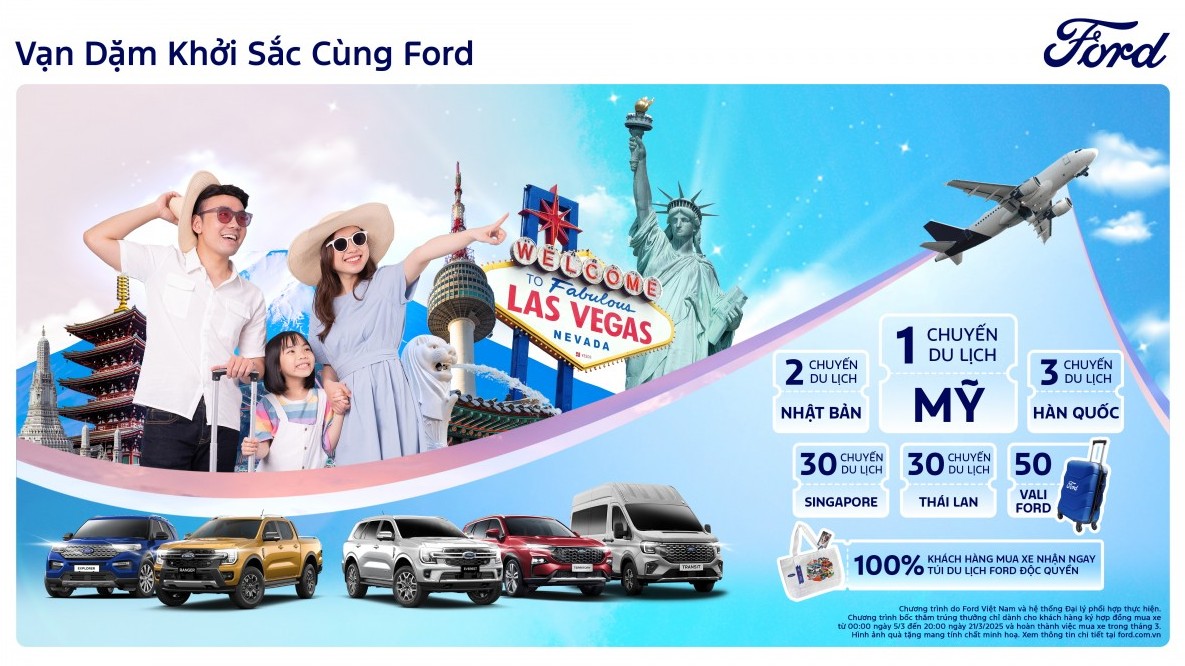 Ford Việt Nam tung ưu đãi "khủng": Du lịch quốc tế, quà tặng tiền triệu