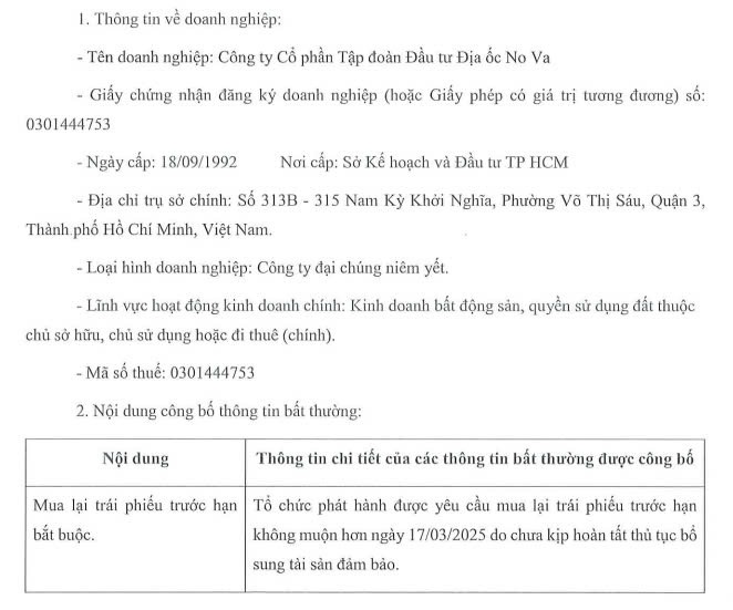 Novaland buộc phải mua lại trái phiếu do chưa kịp hoàn tất thủ tục bổ sung tài sản