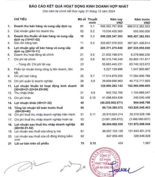 Báo cáo tài chính sau kiểm toán năm 2024 của Hodeco
