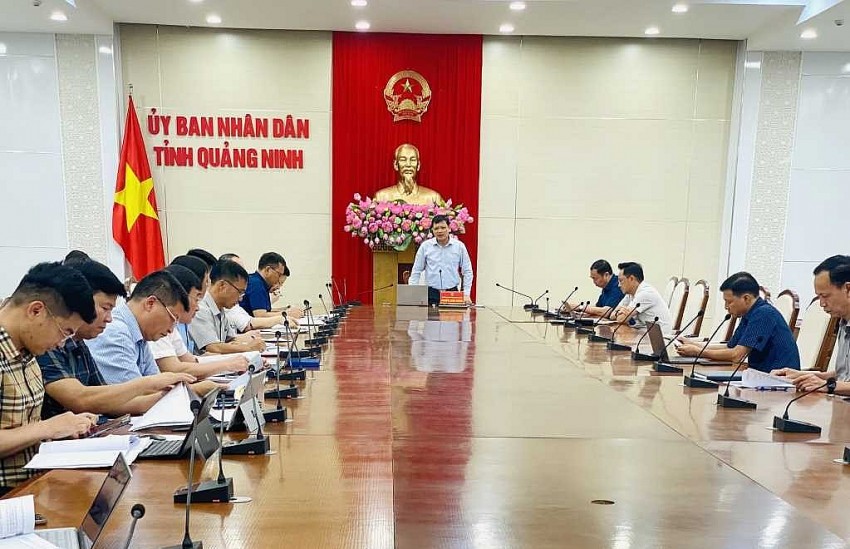 Ông Nghiêm Xuân Cường, Phó Chủ tịch UBND tỉnh chủ trì cuộc họp.