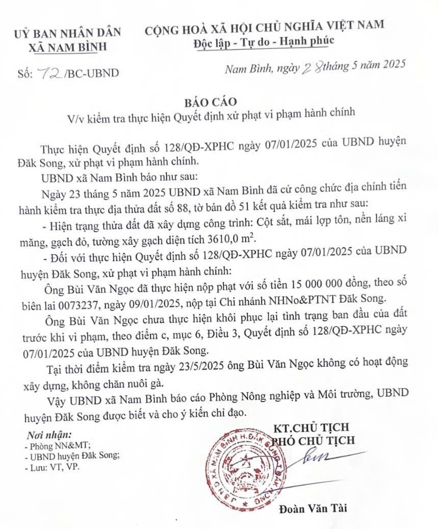 Đắk Nông: Chủ trang trại gà xây dựng trái phép trên đất nông nghiệp không chấp hành khắc phục hậu quả