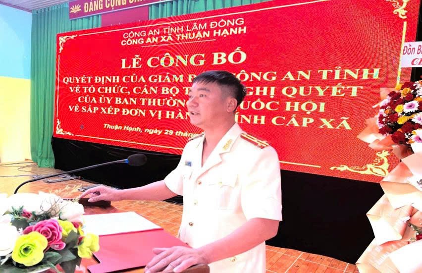 Công an tỉnh Lâm Đồng công bố quyết định về công tác cán bộ tại xã Thuận Hạnh