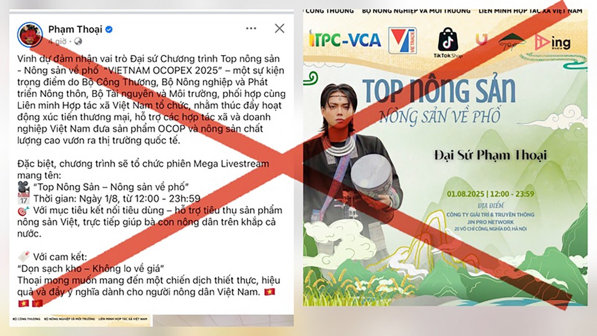 Thông tin Phạm Thoại làm Đại sứ VIETNAM OCOPEX 2025 là sai sự thật (Ảnh chụp màn hình).