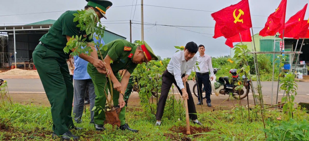 Lâm Đồng: Xã Quảng Trực trồng cây xanh chào mừng thành công Đại hội Đại biểu Đảng bộ xã