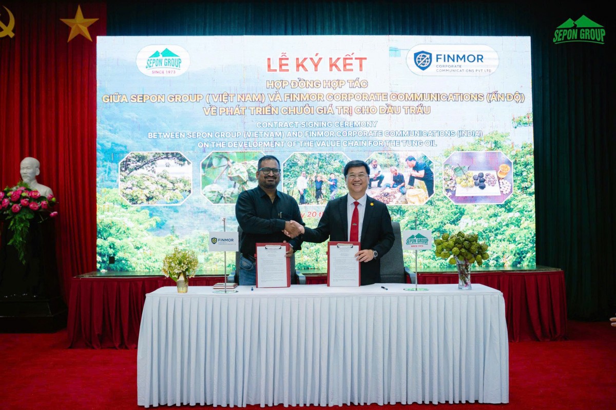 SEPON ký kết hợp tác với Finmor (Ấn Độ) về phát triển chuỗi giá trị cho sản phẩm từ cây trẩu
