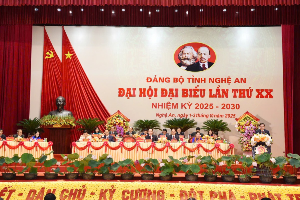 Khai mạc trọng thể Đại hội đại biểu Đảng bộ tỉnh Nghệ An lần thứ XX, nhiệm kỳ 2025 - 2030