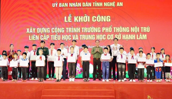 Khởi công xây dựng 9 trường phổ thông nội trú liên cấp ở các xã biên giới Nghệ An