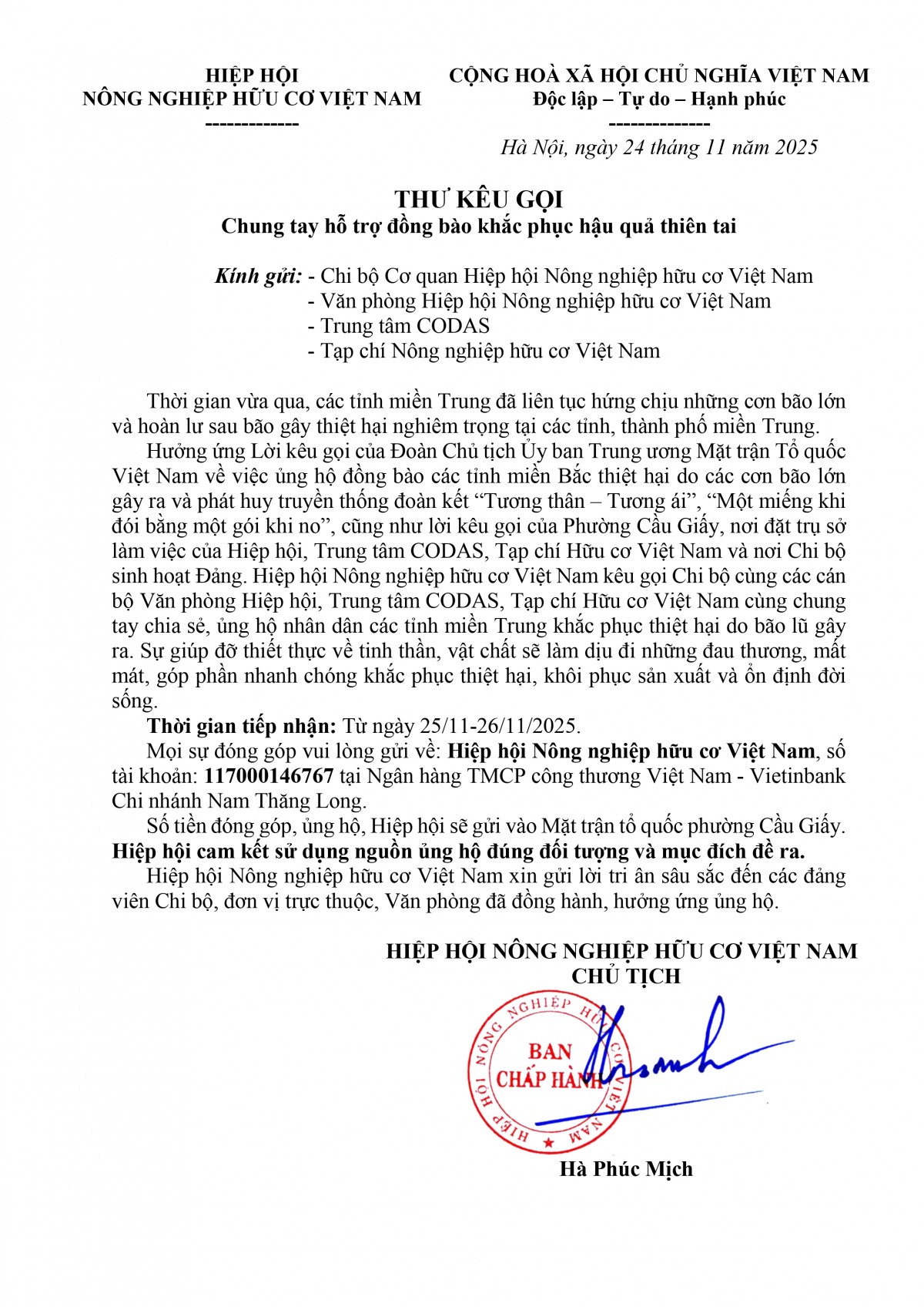 VOAA phát động ủng hộ đồng bào vùng bão lũ miền Trung