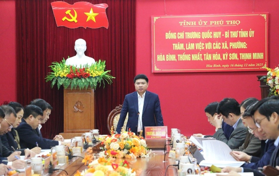 Bí thư Tỉnh ủy Phú Thọ làm việc với Đảng ủy các phường, xã về nhiệm vụ năm 2025–2026
