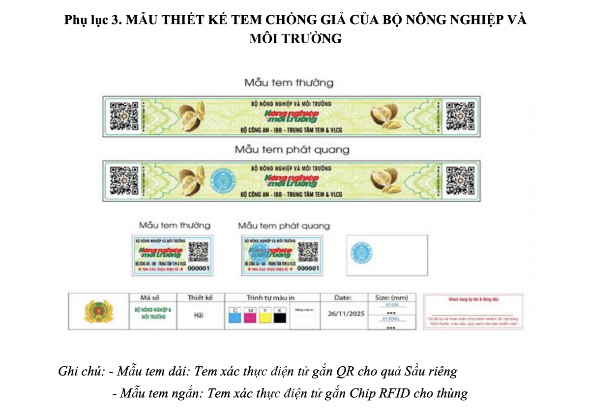 Sầu riêng được thí điểm truy xuất nguồn gốc từ 01/1/2026