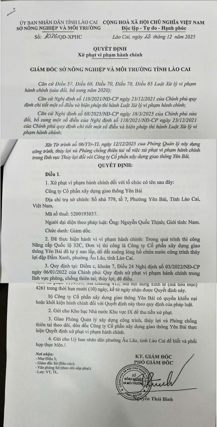 Lào Cai: Xử phạt 80 triệu đồng đối với đơn vị đổ đất lấn chiếm hồ thủy lợi đập Đầm Xanh