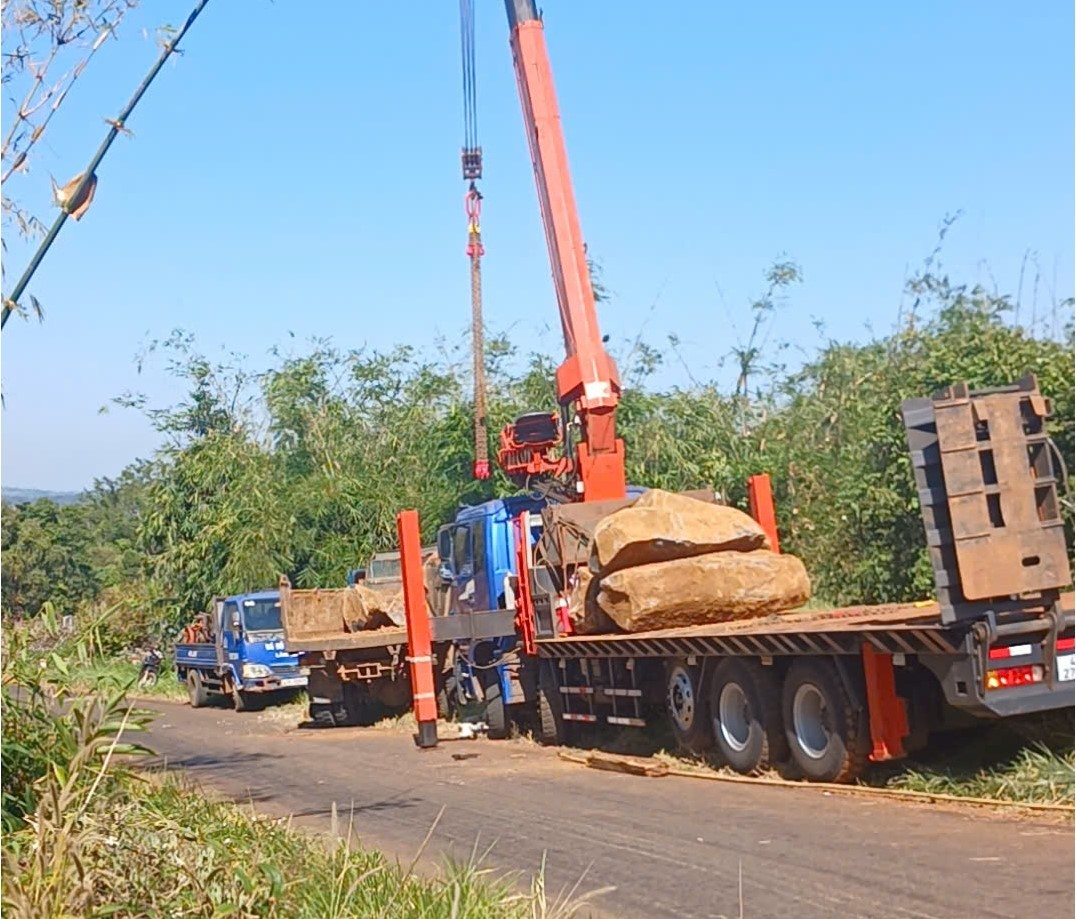 Lâm Đồng: Xã Tuy Đức phát hiện vụ vận chuyển đá cây không rõ nguồn gốc, xuất xứ