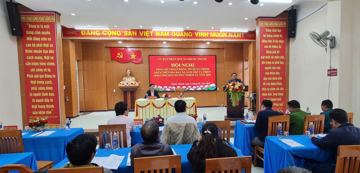 Ông Hồ Văn Phức – Phó Chủ tịch UBND xã Phước Thành phát biểu kết luận tại Hội nghị tổng kết hoạt động tín dụng chính sách năm 2025.