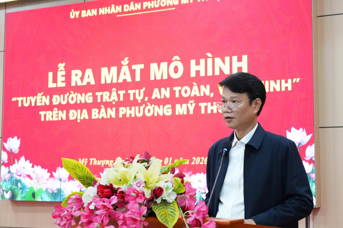 Lãnh đạo phường Mỹ Thượng tham dự và phát biểu tại buổi lễ
