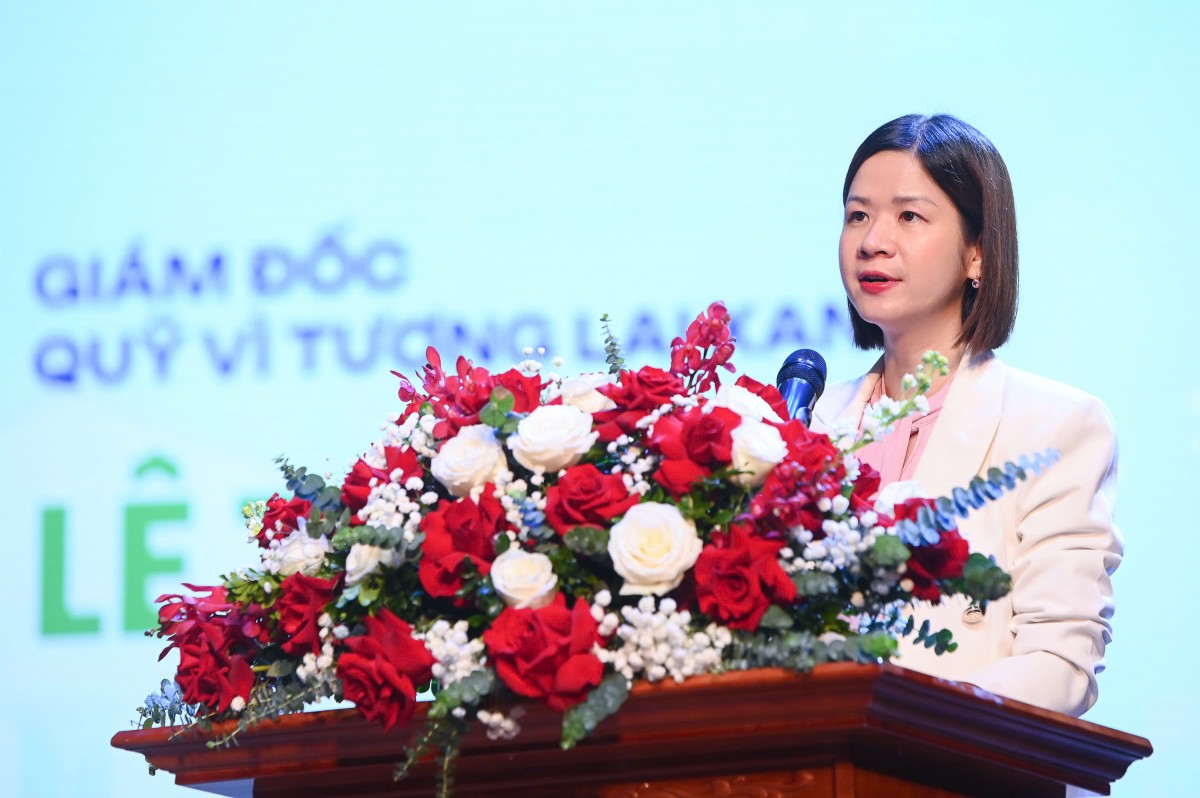 Bà Lê Thái Hà, Giám đốc Quỹ Vì tương lai xanh phát biểu