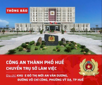 Công an Tp. Huế thông báo thay đổi địa điểm trụ sở làm việc