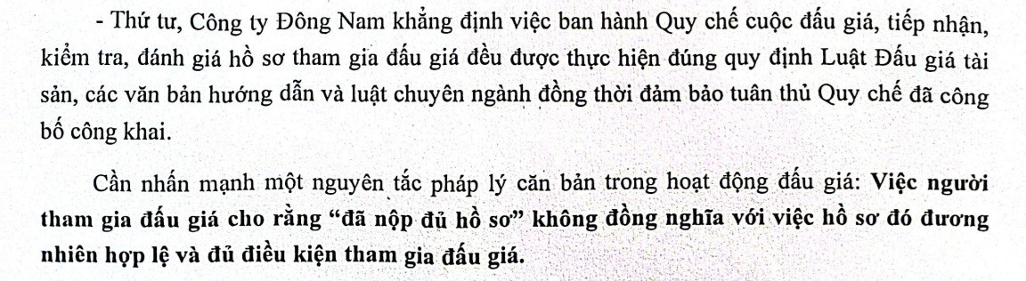 Nội dung trích từ văn bản số 188/CV-ĐGDN ngày 23/01/2026 của Công ty Đấu giá Hợp danh Đông Nam
