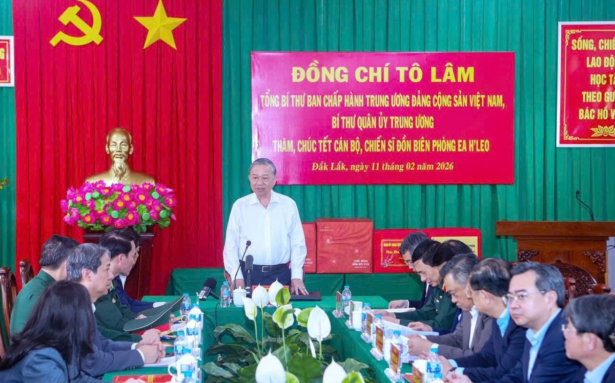 Tổng Bí thư Tô Lâm thăm, chúc Tết Đồn Biên phòng Ea H’Leo