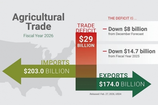 USDA dự báo thâm hụt thương mại nông nghiệp Hoa Kỳ giảm mạnh nhờ xuất khẩu phục hồi