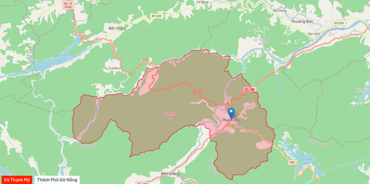 Vị trí xã Thạnh Mỹ, thành phố Đà Nẵng.
