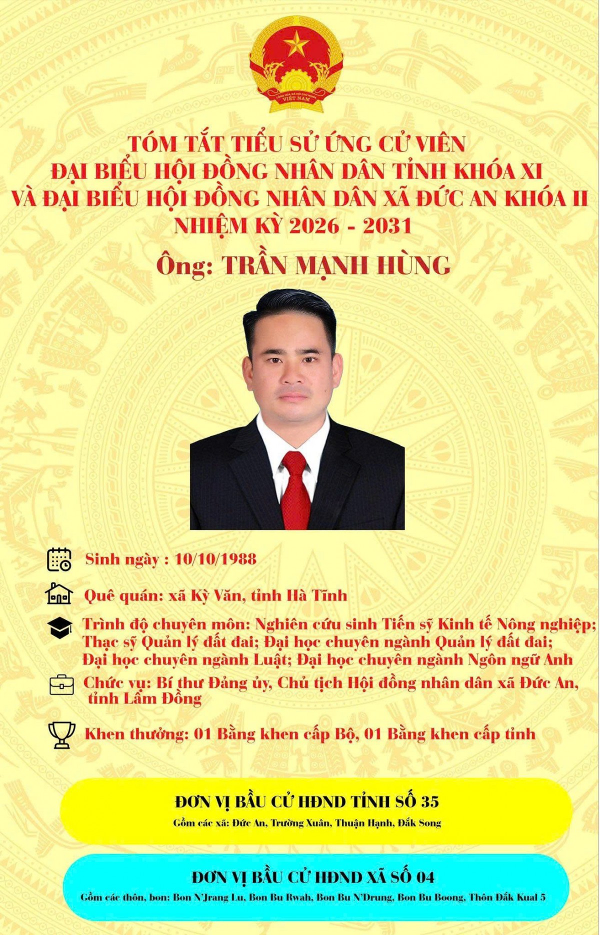 Bí thư Đảng ủy xã Đức An luôn đặt lợi ích của Nhân dân và sự phát triển bền vững của địa phương làm mục tiêu cao nhất