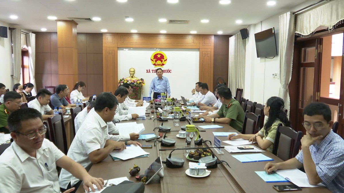 Quang cảnh buổi làm việc của đoàn công tác do Phó Chủ tịch UBND TP Đà Nẵng Trần Nam Hưng dẫn đầu với lãnh đạo xã Tiên Phước về công tác chuẩn bị bầu cử đại biểu Quốc hội khóa XVI và HĐND các cấp nhiệm kỳ 2026–2031.