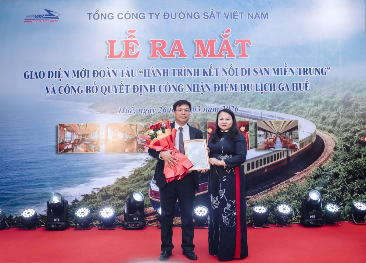 Lễ ra mắt giao diện mới đoàn tàu “Hành trình kết nối di sản miền Trung” và công bố quyết định công nhận Ga Huế là điểm du lịch