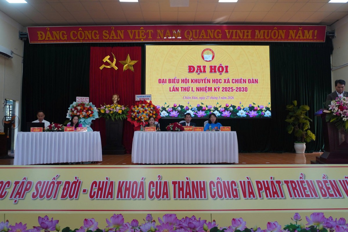 Toàn cảnh Đại hội Hội Khuyến học xã Chiên Đàn lần thứ I, nhiệm kỳ 2025–2030.