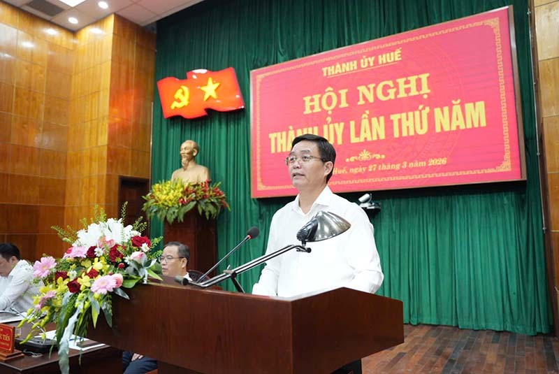 Ủy viên Trung ương Đảng, Bí thư Thành ủy Huế Nguyễn Đình Trung tham dự và phát biểu chỉ đạo Hội nghị