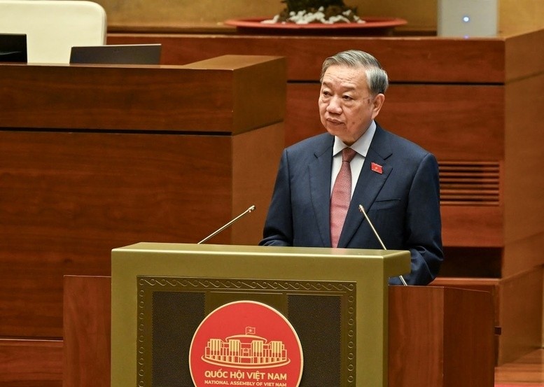 Tổng Bí thư Tô Lâm phát biểu chỉ đạo tại phiên khai mạc Kỳ họp thứ Nhất, Quốc hội khóa XVI sáng 6/4. Ảnh: VGP