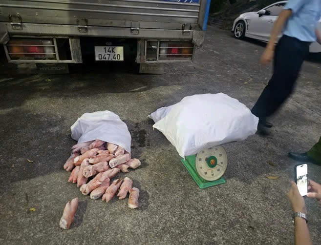 Quảng Ninh: Ngăn chặn hơn 12 tấn chân lợn đông lạnh không rõ nguồn gốc