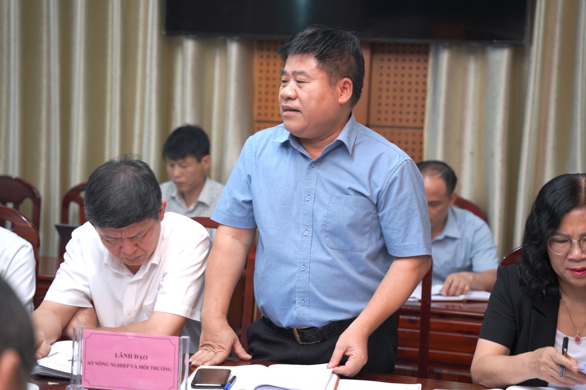 Ông Đỗ Tấn Sơn, Phó Giám đốc Sở Nông nghiệp và Môi trường tỉnh Tuyên Quang nêu ý kiến tại cuộc họp.