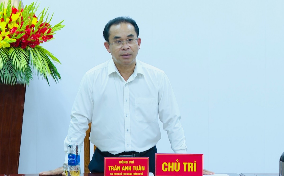 Phó Chủ tịch UBND TP Đà Nẵng Trần Anh Tuấn trao đổi, chỉ đạo tại buổi làm việc.
