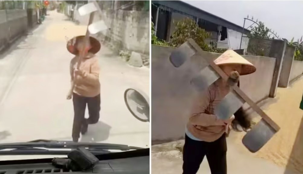 Hà Tĩnh: Bị nhắc nhở phơi lúa trên đường, người phụ nữ dùng cào tấn công tài xế