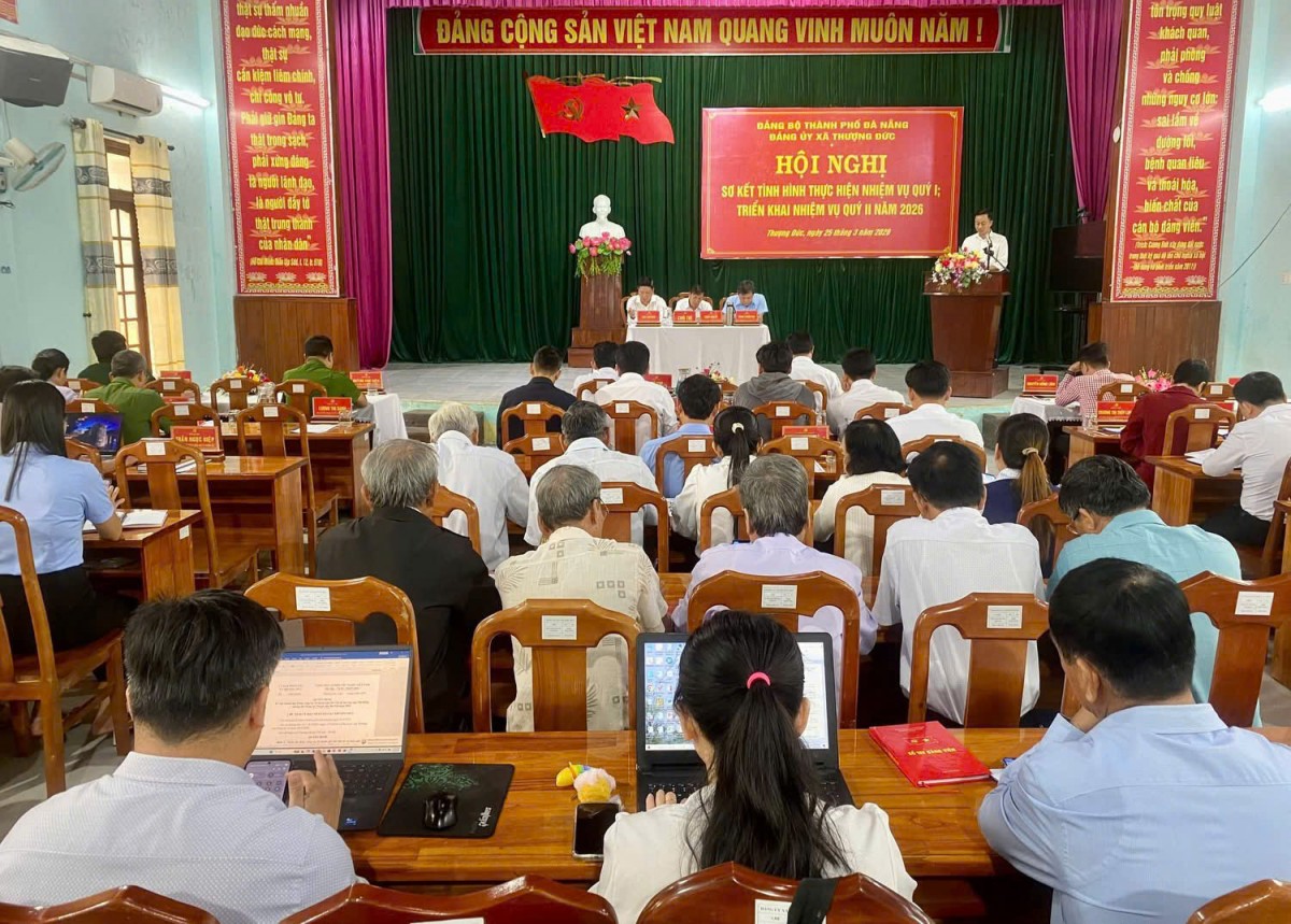 Quang cảnh hội nghị sơ kết quý I và triển khai nhiệm vụ quý II/2026 tại Thượng Đức
