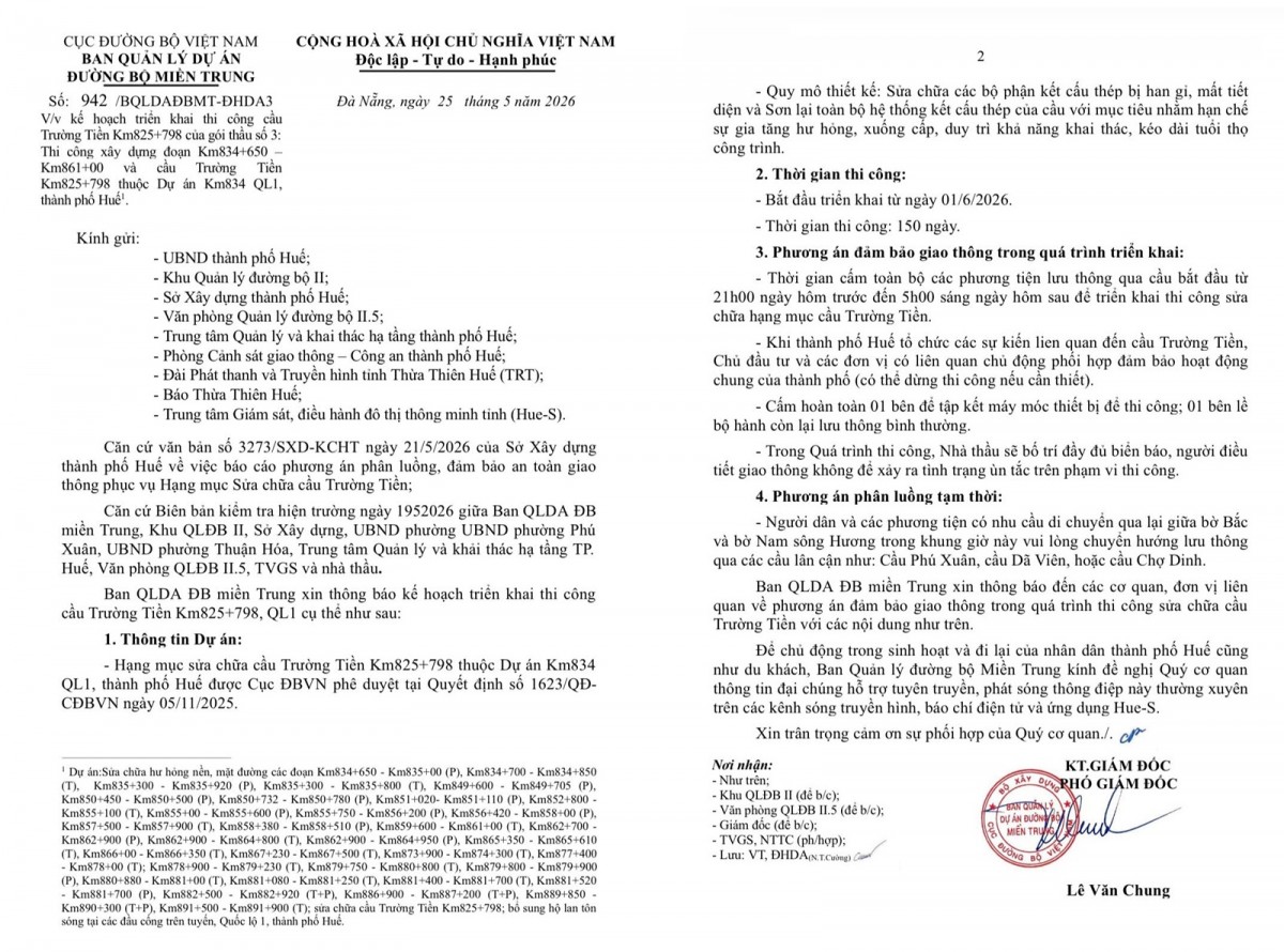 BQL Dự án Đường bộ Miền Trung