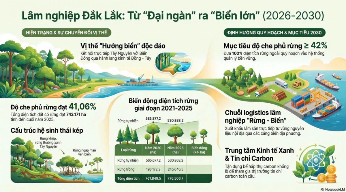Đắk Lắk triển khai quy hoạch lâm nghiệp 2026–2030 phát huy giá trị đa mục tiêu của rừng