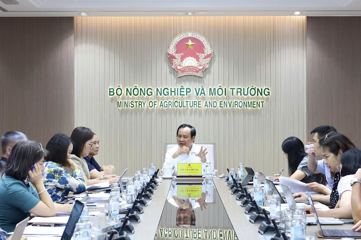 Thứ trưởng Bộ Nông nghiệp và Môi trường Võ Văn Hưng phát biểu chỉ đạo tại cuộc họp hoàn thiện dự thảo Nghị định. Ảnh: Hồng Ngọc.