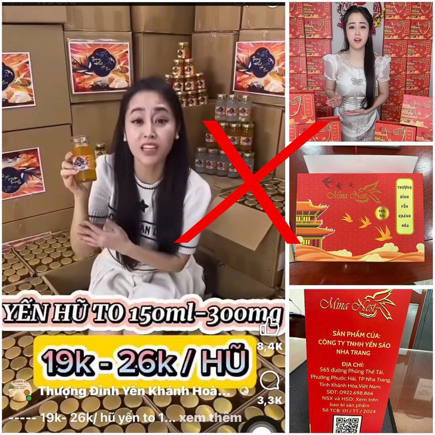 Những hũ yến giá được Trang quảng cáo rầm rộ trên mạng xã hội. 