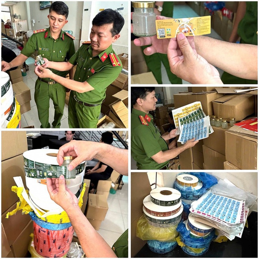 Công an khám xét nơi sản xuất yến giả của các đối tượng, 