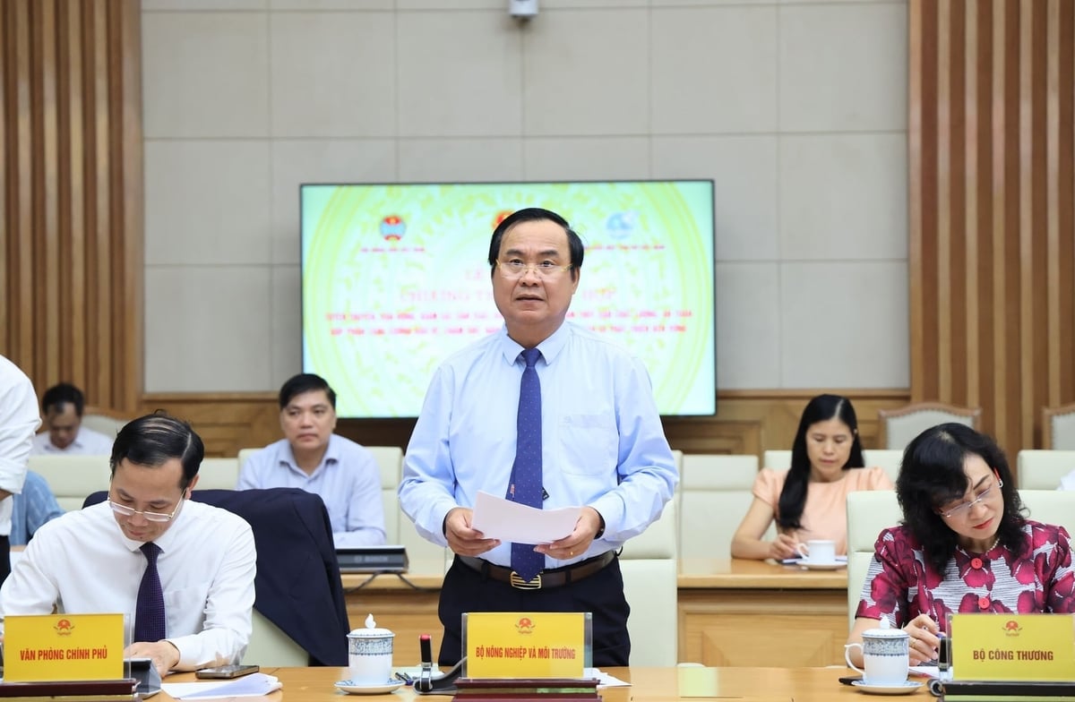 Thứ trưởng Bộ Nông nghiệp và Môi trường Võ Văn Hưng báo cáo về kết quả chương trình phối hợp giai đoạn 2021-2025. Ảnh: VGP/Thu Giang.