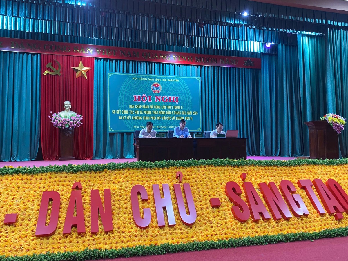 Hội nghị Ban Chấp hành Hội Nông dân tỉnh Thái Nguyên mở rộng lần thứ 3, sơ kết công tác Hội và phong trào nông dân 6 tháng đầu năm 2026.