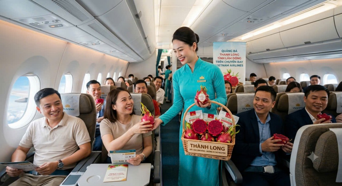 Lâm Đồng đẩy mạnh quảng bá thanh long, dưa lưới và xoài trên các chuyến bay Vietnam Airlines
