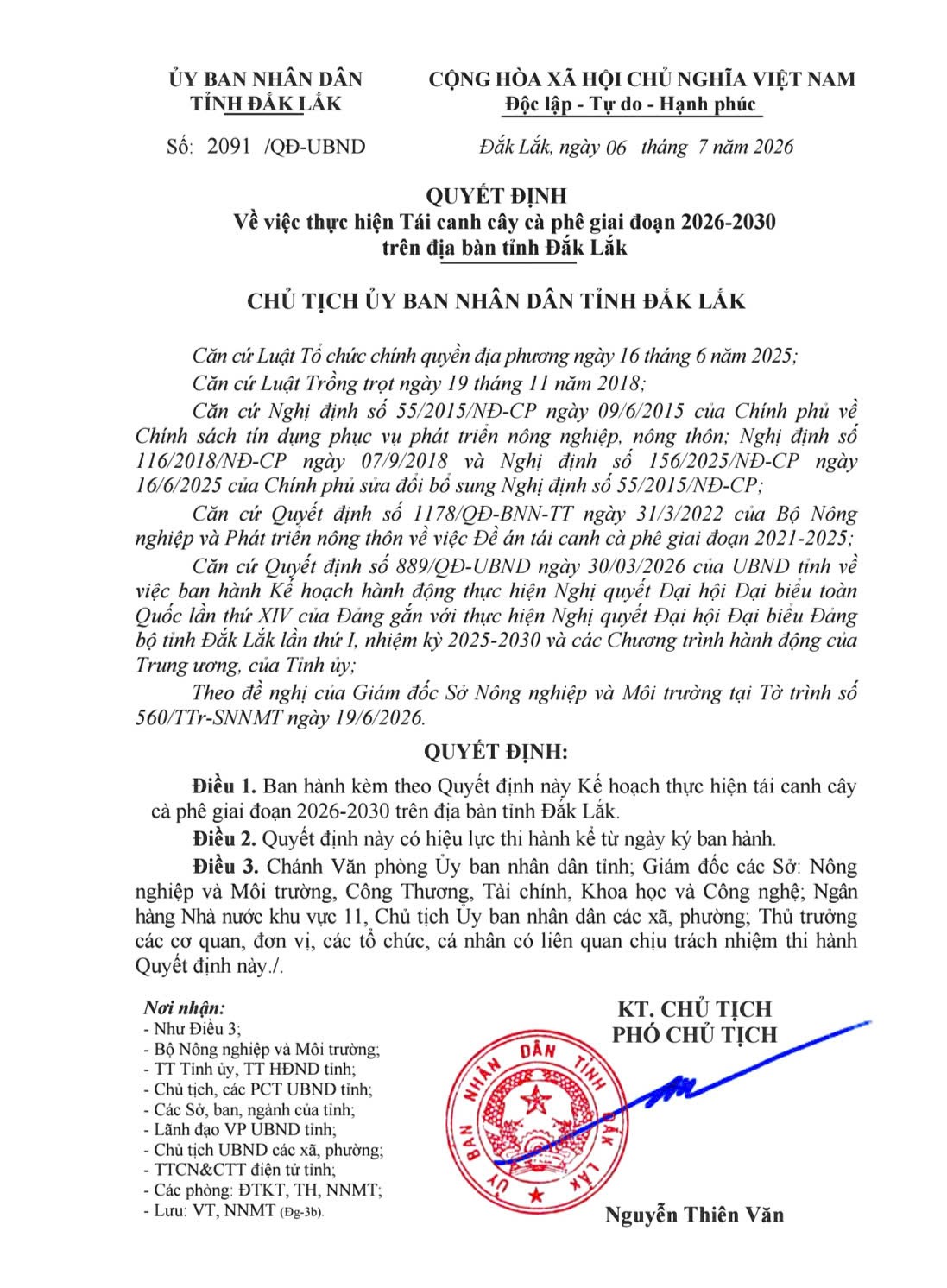 Đắk Lắk ban hành kế hoạch tái canh cà phê giai đoạn 2026-2030 theo định hướng bền vững